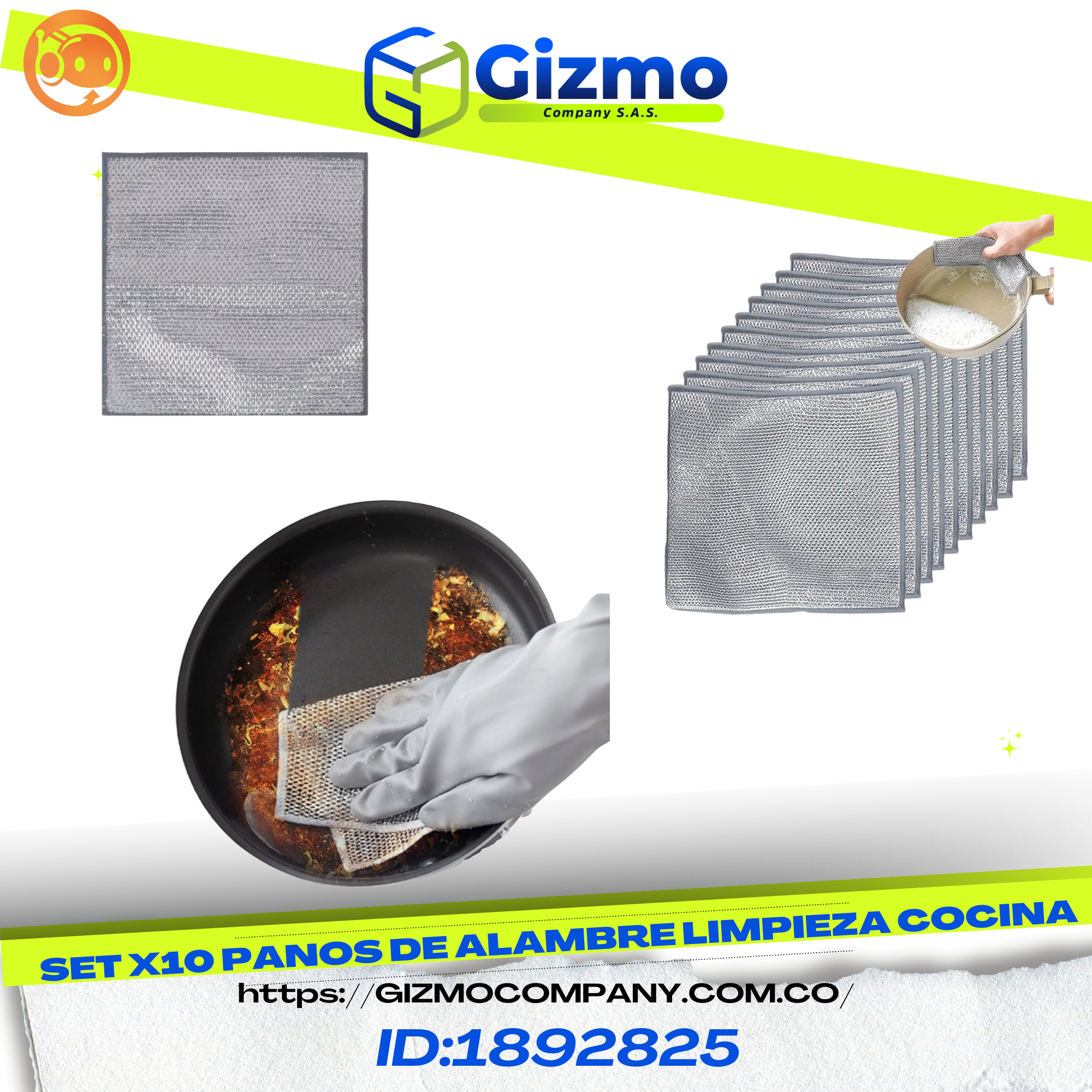 Set X10 Paños De Alambre Limpieza Cocina